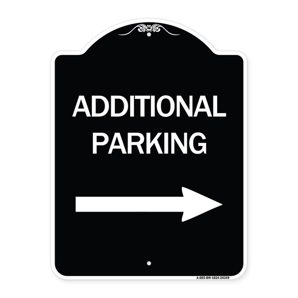 Additional Parking Right Arrow Heavy-Gauge Aluminum Architectural Sign, 24" x 18", BW-1824-24349